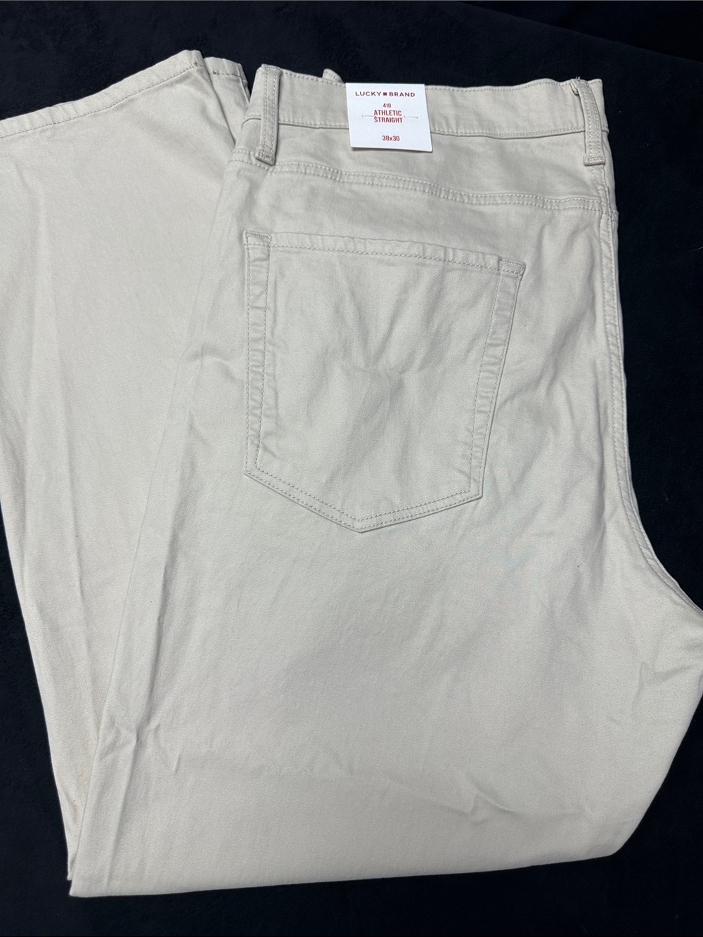Lucky Brand Athletic Straight 410 Light Beige Khaki Straight Leg Pants 38x30 NWT